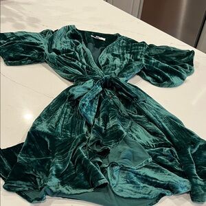 Elegant Green Velvet Dress